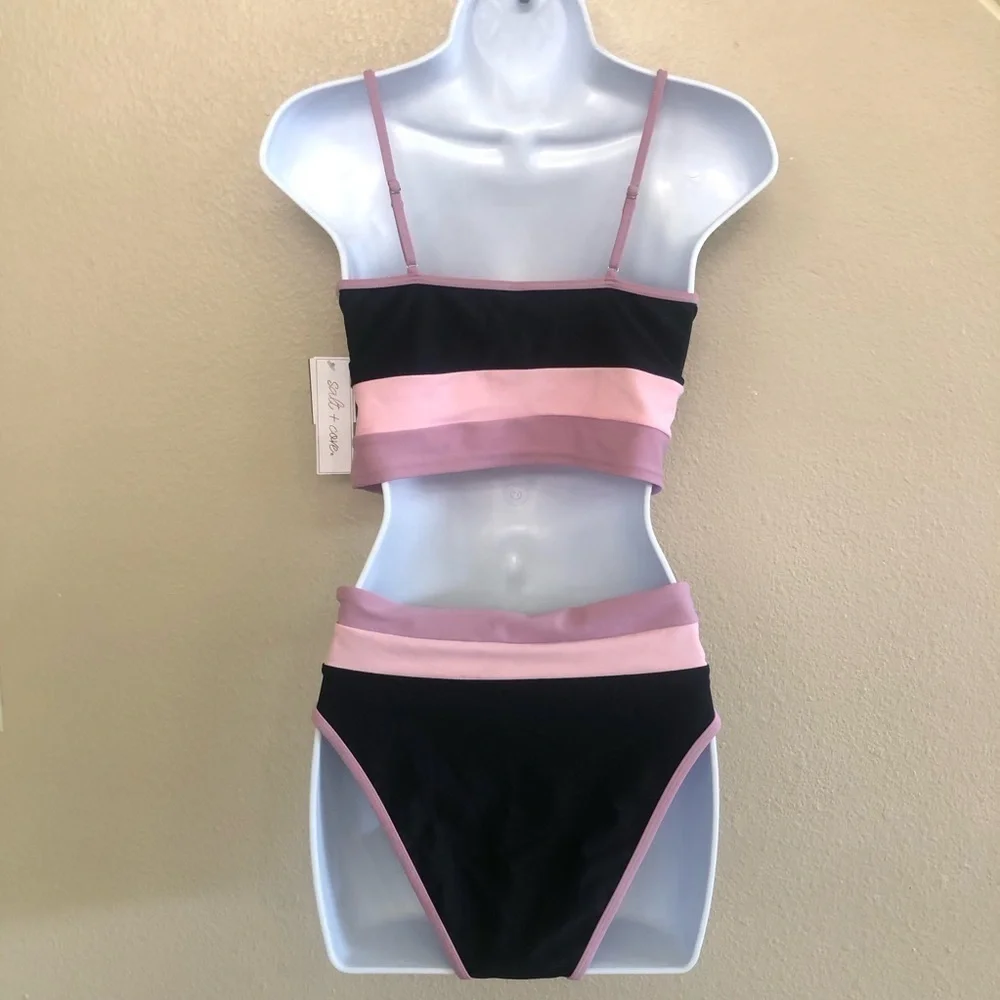 Salt +Cove Colorblock Longline Bikini Set Size M
